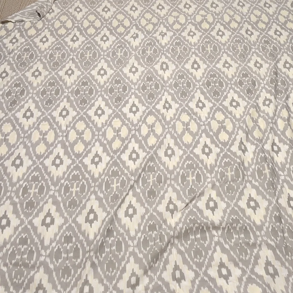 RH Teen Ikat Gray and Cream Duvet Cover w/subtle yellow highlights